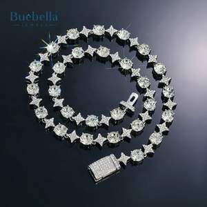 Venta caliente 14K Chapado en oro 925 Plata 8mm Iced Quadrangular Star Collar para hombres Joyería fina Nuestra colección Moissanite Collares - Product Image 3