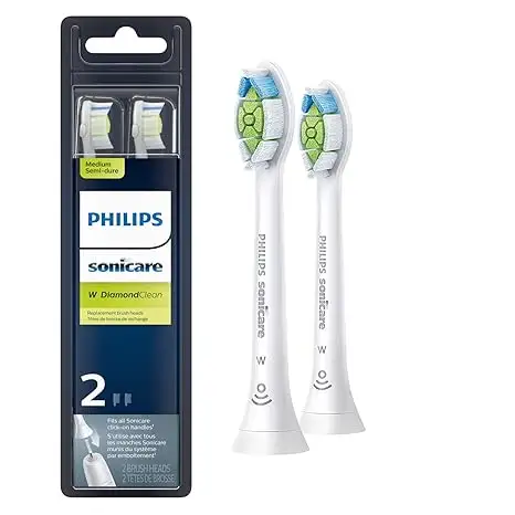 Philips Sonicare Echte W Diamondclean Vervangende Tandenborstelkoppen, 2 Opzetborstels, Wit