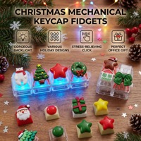 Christmas Mechanical Keyboard Clicker Fidget Toy Holiday Artisan Keycap Keychain Office Stress Relief Stocking Stuffers