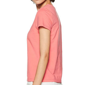 เสื้อยืดคอวีแขนสั้นผ้าฝ้ายฟลีซ 100% ระบายอากาศได้ดีสำหรับผู้หญิง ขายส่งปี 2026 / เสื้อยืดสีพื้นราคาถูกแบบกำหนดเองได้ - Product Image 3