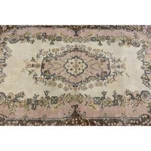 Tapis en Laine Turque Vintage Classique Beige Marron 3.9 X 6.7ft Tissage Plat Patchwork Motif Latex Support pour Décorations de Salon - Product Image 5