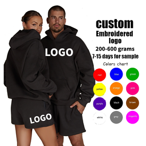 Conjunto de Sudadera con Capucha y Pantalones Cortos Unisex Personalizados con Logotipo Bordado, Felpa de 200 450 GSM, Conjunto Combinado Disponible en Varios Colores - Product Image 1