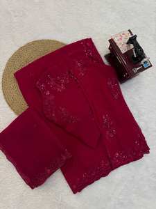 ผ้าส่าหรีอินเดียแบบดั้งเดิม ผ้าไหมเนื้อนุ่ม สวยงาม งานปักดิ้นทองแบบดั้งเดิม ขอบผ้าปักลายฉลุ เหมาะสำหรับงานแต่งงานและงานเลี้ยง - Product Image 5