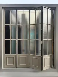 Porte a fisarmonica Bi-piegate in alluminio porta di vetro esterno di lusso automatico pieghevole porta decorazione pieghevole in alluminio prodotti