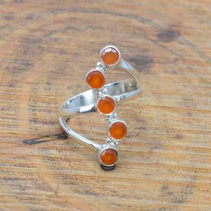 Joyería de piedras preciosas cornalina para mujer, anillo de estilo bohemio de plata, joyería de plata de ley 925, anillo hecho a mano de tendencia, Regalo para mamá - Product Image 4