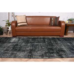 Tapis turc, tapis vintage 4x9,6 pieds, tapis en laine noir et blanc à motifs floraux - Product Image 3