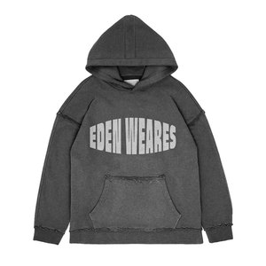 Sudadera con Capucha Extra Grande de Primera Calidad, Lavada al Ácido, de Algodón de Primera Calidad, con Logotipo Personalizado al por Mayor para Hombre, Invierno - Product Image 4