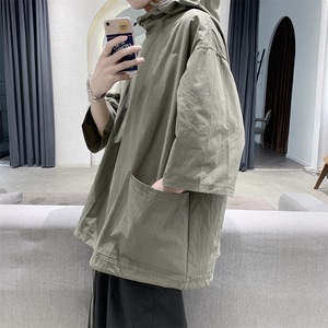 Men's Casual Jacket Sweatshirt <b>Hoodie</b> With Pocket <b>Thin</b> Short Sleeve - Product Image 4