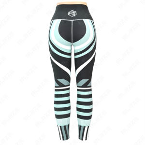 Vente en gros de leggings capri imprimés par sublimation de taille haute en polyester spandex pour femmes leggings de yoga à taille élastique - Product Image 5