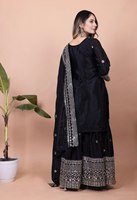 Tenue ethnique élégante en soie de qualité supérieure à imprimé floral, tenue décontractée pour les fêtes et les festivals, robe de style afghan entièrement cousue