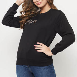 Sweat-shirt de couleur unie personnalisé pour femmes, nouveau design de logo avant pour l'hiver et l'automne - Product Image 3