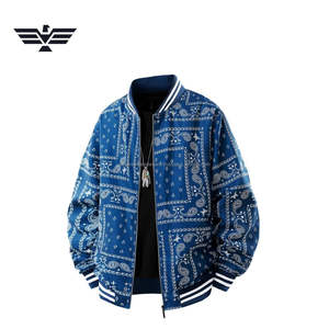 Premium <b>Men's</b> Casual Winter <b>Black</b> Paisley Print Stand Collar Windproof <b>Fleece</b> Lining Zip-Up Bomber <b>Jacket</b> Streetwear - Product Image 5