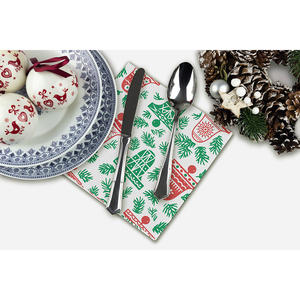 Tovaglioli Bianchi 40x40cm con Stampa Verde Campanas Point-to-Point, 600 Pezzi, B2B - Product Image 1