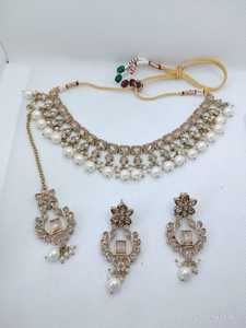 Conjunto de Gargantilla polaca Mehndi con Maangtikka para mujer, conjunto de collar tradicional indio de alta calidad, perfecto para todas las ocasiones - Product Image 3