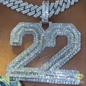 Pendentif Chaîne Hip Hop Bling en Argent Sterling 925 Plaqué Or Blanc Fin avec Moissanite Micro-Pavée, Breloques Bijoux Cadeau - Product Image 4