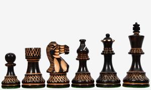 Pièces d'échecs en bois de la série Premium Burnt Blazed, sculptées à la main en bois de buis brûlé, roi de 3,8 pouces à prix abordable - Product Image 5