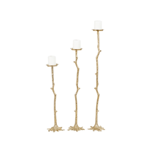 Unique tall metal candle holder for corner and hallway display Metal candle holder for rustic and natural home decor - Product Image 1