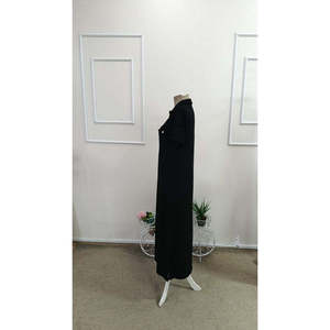 Robe longue en viscose à col et fermeture éclair, à manches courtes, pour femmes, 34659 - Noir - Product Image 5