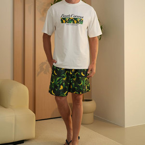 Men's Summer Casual Cotton T-Shirt Shorts <b>Set</b> Breathable Twin Embroidered Solid Pattern Plus Size Thermal Features 100% Cotton - Product Image 1