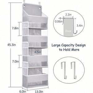 Sac de rangement mural pliable à forte capacité de charge, à suspendre sur la porte, avec poches latérales en filet - Product Image 4