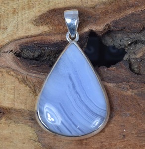 Piedra preciosa de ágata de encaje azul, colgante de plata con sello 925, joyería fina, regalo de compromiso, colgante de collar de plata de ley 925 con - Product Image 5