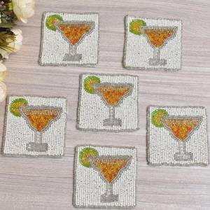 Posavasos portátiles hechos a mano con cuentas de vidrio-Clásico con respaldo de poliéster (4x4 pulgadas) para regalos religiosos y de Iglesia - Product Image 5