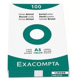 Exacompta DIN A8 Tarjetas de Índice Blancas Lisas 100 Piezas/Paquete Producto Esencial de Papelería para Oficina - Product Image 1