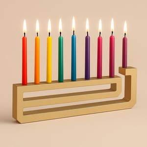 Menorá Plateada para Hanukkah, Diseño con Valores Familiares, Portavelas Judío Único para Exhibición Festiva, Gran Venta - Product Image 3