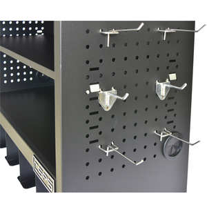 Hot Sale Black <b>Metal</b> Wall Mounted <b>Peg</b> Board with 125 kg Capacity Custom Steel Tool Cabinet for Home Storage Accessories Included - Product Image 5