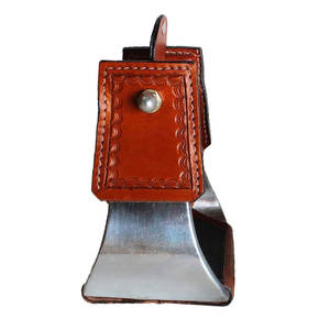 Paire d'étriers occidentaux de selle de cheval en acier inoxydable de qualité supérieure 3 "cou 4" large bande de roulement support de pied équestre Trail Barrel Rodeo - Product Image 2