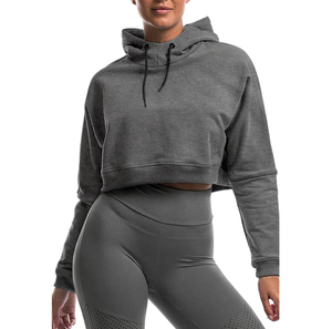 Dernier modèle de sweat-shirt court à capuche avec logo personnalisé, sweat-shirt court à capuche pour femmes - Product Image 2