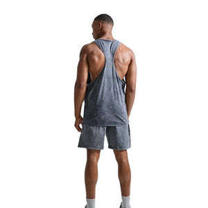 เสื้อกล้ามผู้ชายคุณภาพสูงแบบขายส่ง ล้างสีแบบ Acid Wash เสื้อยืดแขนกุดสำหรับผู้ชาย ชุดออกกำลังกาย เสื้อกล้ามสำหรับเล่นกีฬาและฟิตเนส - Product Image 5