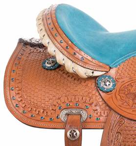 Western Barrel Racing Pleasure Trail Asiento profundo Asiento de caballo de cuero Premium con caballete a juego, coraza, riendas. - Product Image 2