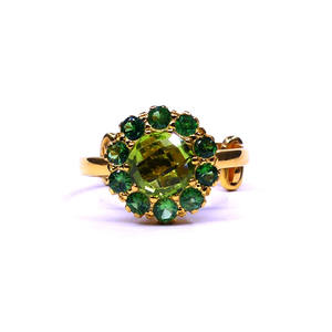 Anillo Esmeralda de estilo clásico de Plata de Ley 925 Peridoto chapado en oro para boda - Product Image 2