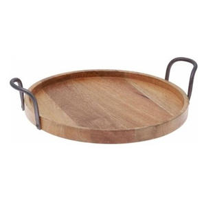 Plateau de service en bois d'acacia de haute qualité avec poignées plateaux de service décoratifs en bois pour le petit déjeuner - Product Image 3