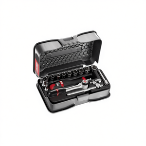 Juego de Herramientas para Reparación de Automóviles con 17 Piezas, Llave de Trinquete de 1/4'' y Vasos Hexagonales en Estuche de ABS - Product Image 2