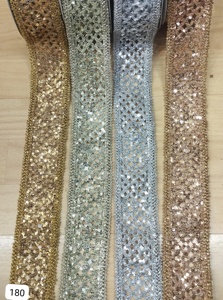 Custom Luxury Mirror Embellished Lace Border <b>for</b> Saree & Kurti Design Wide Mirror Lace Trim <b>for</b> DIY Crafts and Fashion - Product Image 5