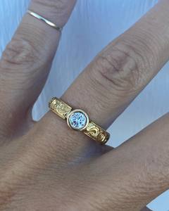 18K jaune 1 carat brillant coupe lunette réglage laboratoire cultivé diamant Solitaire bague de fiançailles mariage romantique bijoux 18K or - Product Image 5