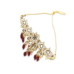 Conjunto de Collar Choker de Lujo Chapado en Oro Rojo con Cristales y Polki Kundan, Joyería Fina de Cobre con Perlas y Diamantes para Regalo - Product Image 3