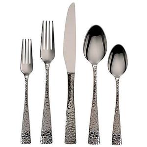 Ensemble de couverts en acier inoxydable, poli miroir argenté, noir mat, nouveau Look de luxe, Design bambou, poignée finition argent mat - Product Image 3