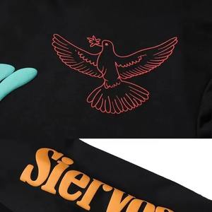 Sweat à capuche unisexe en molleton épais 100 % coton lavé et imprimé, style vintage streetwear, avec poche et impression en relief, basique - Product Image 4