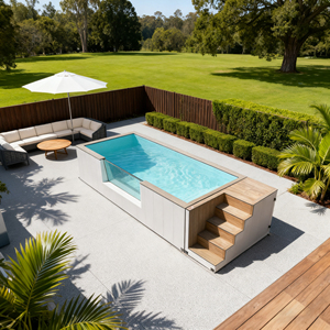 Piscine de jardin en conteneur maritime avec cascade, piscine de plongée SPA de jardin, piscines en fibre de verre en conteneur, piscine extérieure - Product Image 2