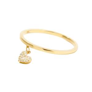 Bague élégante avec pendentif en forme de cœur en zircone blanche, or 14 carats, argent sterling 925 massif, pour femmes, bijoux empilables, cadeau - Product Image 1