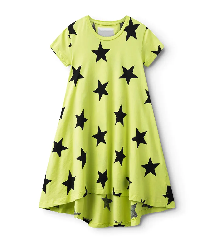 Meninas Vestidos Saias para Crianças Frock Tecido Muito Macio das Crianças High Finished Casual Star Dress Criança Star Shirt