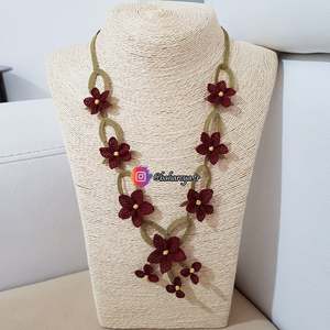 Igne Oyası Ay Yıldız Kolye Bordo Collar de moda con diseño Ay Yıldız - Product Image 1