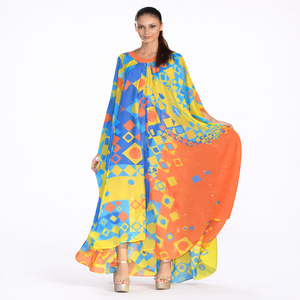 Caftán con Estampado Geométrico, Elegante, de Media Manga, para Playa, con Abertura Frontal Completa, de Secado Rápido, Similar a un Bikini, para Adultos - Product Image 2