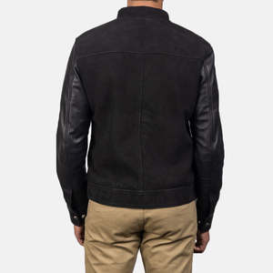 Veste bomber hybride noire Blain, réversible, zippée, style streetwear décontracté, touche vintage, brodée, imperméable, pour homme - Product Image 5
