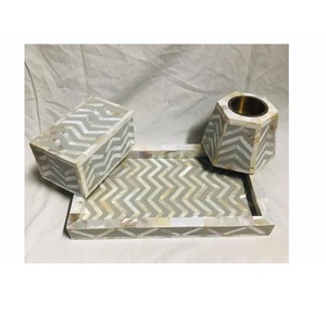 Vente chaude Chevron Motif Os Incrustation Plateau Ensemble Avec Bakhoor Brûleur Et Boîte Brûleur D'encens Ensemble Thé Lumière Ensemble Artisanat Indien - Product Image 3