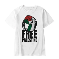 T-shirts classiques en maille pour hommes, qualité supérieure, avec imprimé graphique du drapeau de la Palestine, col roulé, design personnalisable, 100 % coton, vente en gros