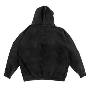 Sweat à capuche délavé à l'acide pour hommes, logo personnalisé en gros, polaire avec fermeture à glissière, col à capuche coupe large style Hip Hop pour garçons - Product Image 2